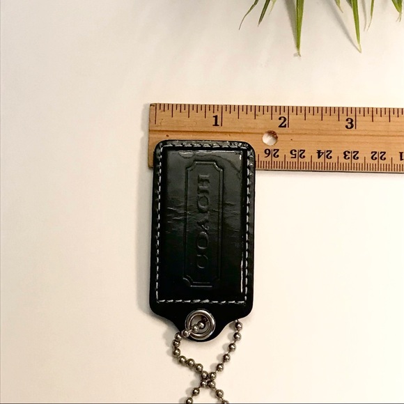 X-Large 3” COACH Black Patent Leather Hanging Tag Keychain Key FOB Bag Charm - Picture 3 of 4
